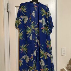 Lush One Size Palm Tree Swim Cover Up Kimono